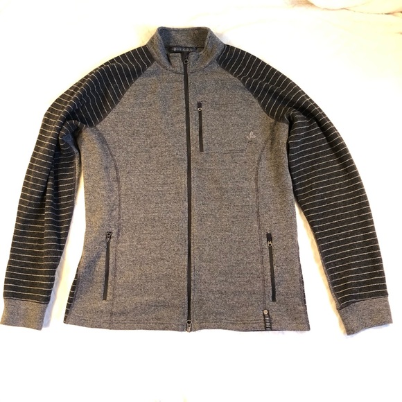 Prana wool blend full zip gray &charcoal stripe/XL - Picture 1 of 8